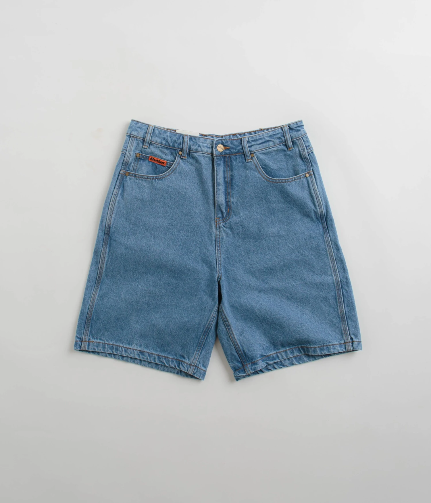 Butter Goods Baggy Denim Shorts - Washed Indigo 1 Butter Goods Baggy Denim Shorts - Washed Indigo