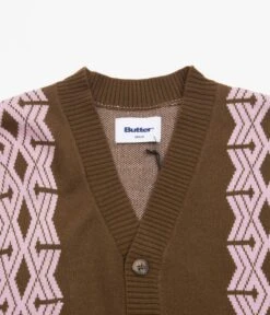 Butter Goods Club Knitted Cardigan - Chocolate -Outlet The Street Set Store butter goods club knitted cardigan chocolate 3