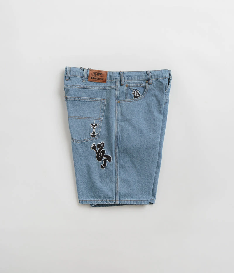 Butter Goods Critter Baggy Denim Shorts - Washed Indigo 2 Butter Goods Critter Baggy Denim Shorts - Washed Indigo - Image 2