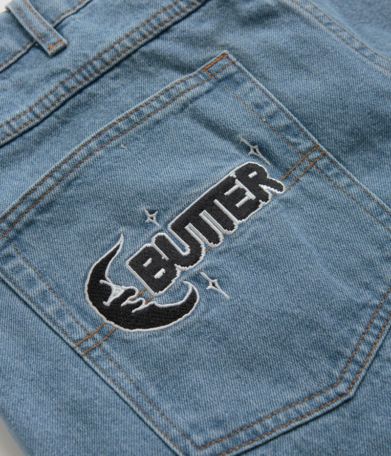 Butter Goods Critter Baggy Denim Shorts - Washed Indigo 9 Butter Goods Critter Baggy Denim Shorts - Washed Indigo - Image 9