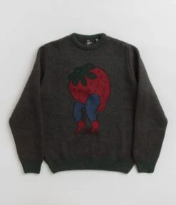 By Parra Stupid Strawberry Knitted Sweatshirt - Hunter Green