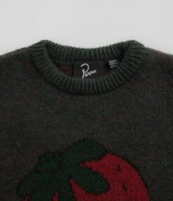By Parra Stupid Strawberry Knitted Sweatshirt - Hunter Green -Outlet The Street Set Store by parra stupid strawberry knitted sweatshirt hunter green 4