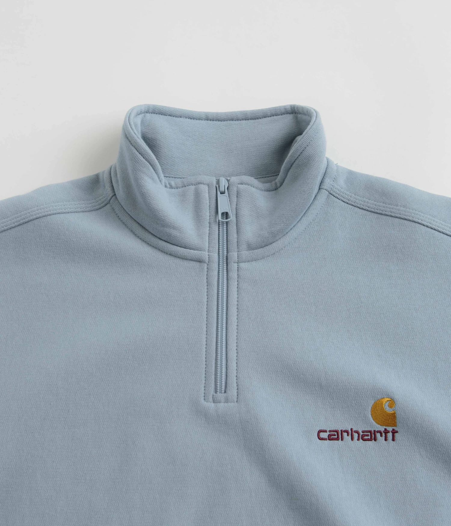 Carhartt Half Zip American Script Sweatshirt - Frosted Blue 2 Carhartt Half Zip American Script Sweatshirt - Frosted Blue - Image 2