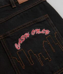 Cash Only Logo Denim Shorts - Washed Black -Outlet The Street Set Store cash only logo denim shorts washed black 9