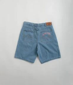 Cash Only Logo Denim Shorts - Washed Indigo -Outlet The Street Set Store cash only logo denim shorts washed indigo 3