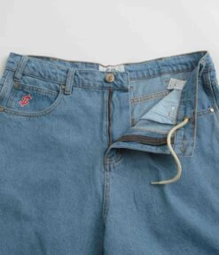 Cash Only Logo Denim Shorts - Washed Indigo -Outlet The Street Set Store cash only logo denim shorts washed indigo 7