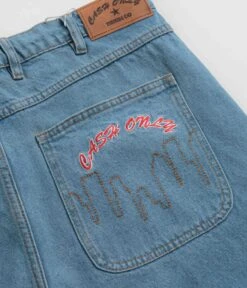 Cash Only Logo Denim Shorts - Washed Indigo -Outlet The Street Set Store cash only logo denim shorts washed indigo 8