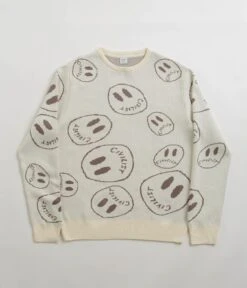 Civilist Smiler Knit Crewneck Sweatshirt - Ecru