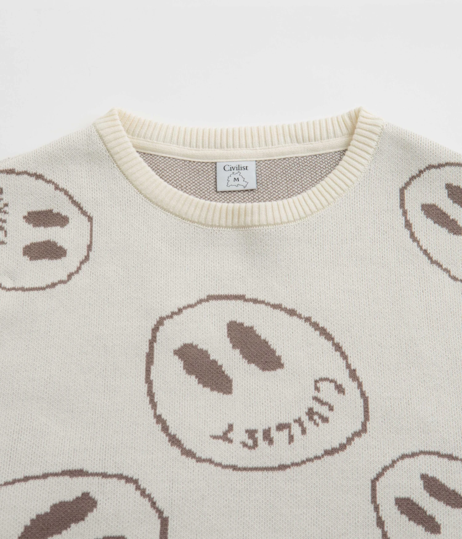 Civilist Smiler Knit Crewneck Sweatshirt - Ecru 2 Civilist Smiler Knit Crewneck Sweatshirt - Ecru - Image 2