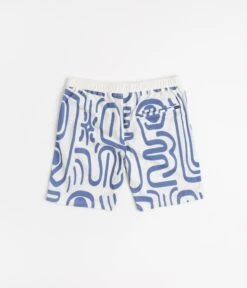 Helas Abstract Pique Shorts - White / Blue -Outlet The Street Set Store helas abstract pique shorts white blue 3