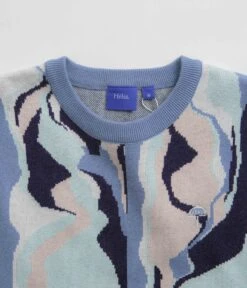 Helas Mirage Knit Crewneck Sweatshirt - Blue -Outlet The Street Set Store helas mirage knit crewneck sweatshirt blue 4