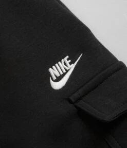 Nike Sportswear Nike Club Fleece Cargo Joggers - Black / Black / White -Outlet The Street Set Store nike club fleece cargo joggers black black white 4