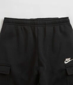 Nike Sportswear Nike Club Fleece Cargo Joggers - Black / Black / White -Outlet The Street Set Store nike club fleece cargo joggers black black white 5