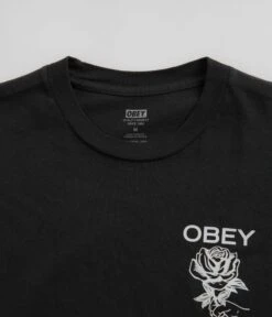 Obey Rise Above Rose T-Shirt - Pigment Vintage Black -Outlet The Street Set Store obey rise above rose t shirt pigment vintage black 4