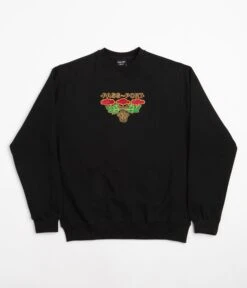 Pass Port Emblem Applique Crewneck Sweatshirt - Black