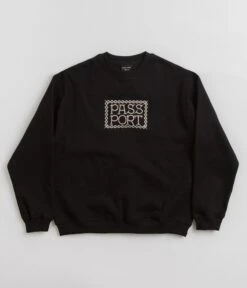 Pass Port Invasive Embroidered Crewneck Sweatshirt - Black