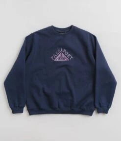 Pass Port Manuscript Crewneck Sweatshirt - Navy