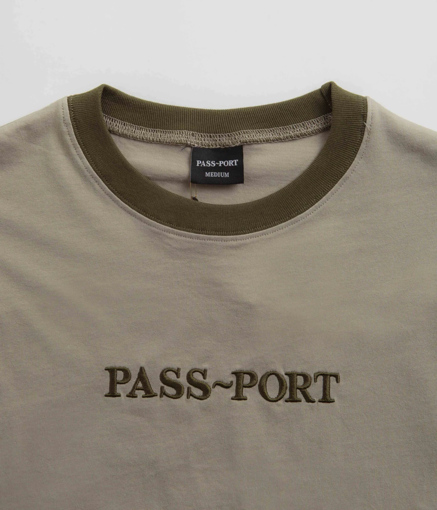 Pass Port Official Contrast Organic T-Shirt - Khaki 3 Pass Port Official Contrast Organic T-Shirt - Khaki - Image 3