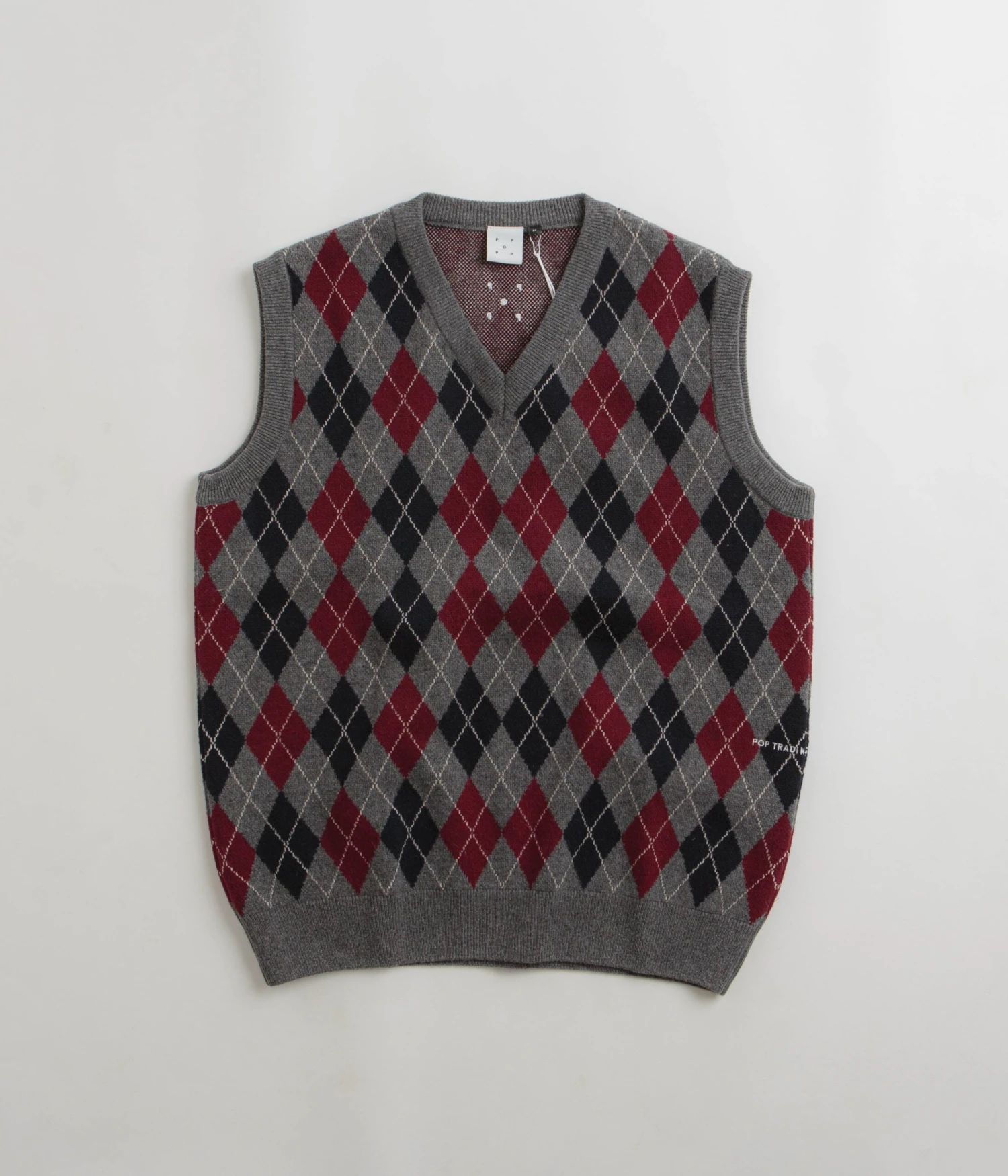 Pop Trading Company Burlington Knitted Spencer Vest - Charcoal / Multi 1 Pop Trading Company Burlington Knitted Spencer Vest - Charcoal / Multi
