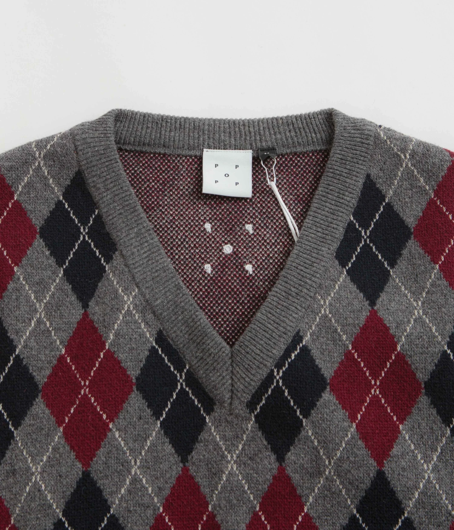 Pop Trading Company Burlington Knitted Spencer Vest - Charcoal / Multi 2 Pop Trading Company Burlington Knitted Spencer Vest - Charcoal / Multi - Image 2