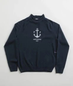 Pop Trading Company Captain Knitted Crewneck Sweatshirt - Navy
