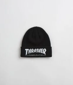 Thrasher Embroidered Logo Beanie - Black / White